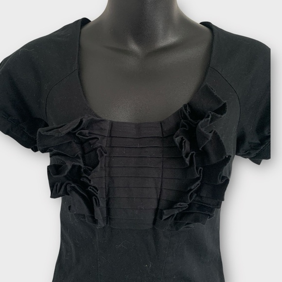 Ted Baker Black Ruffle Front Sheath Dress - Picture 3 of 10